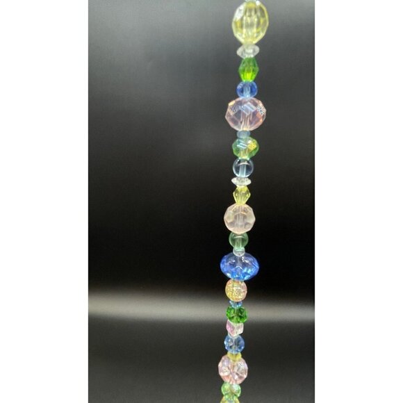 Beaded Suncatcher - Pastel Pink Blue Green Yellow - Blue Crystal Prism - Decor - Picture 8 of 12